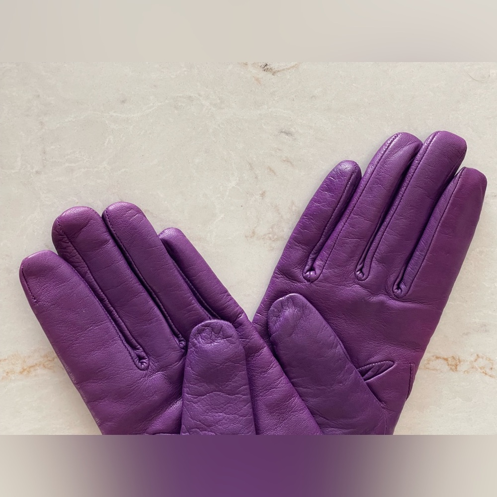 PIUMELLI Milano Retro Purple & Brown Cashmere Lined Leather Gloves, Size 7/Small - Picture 10 of 16